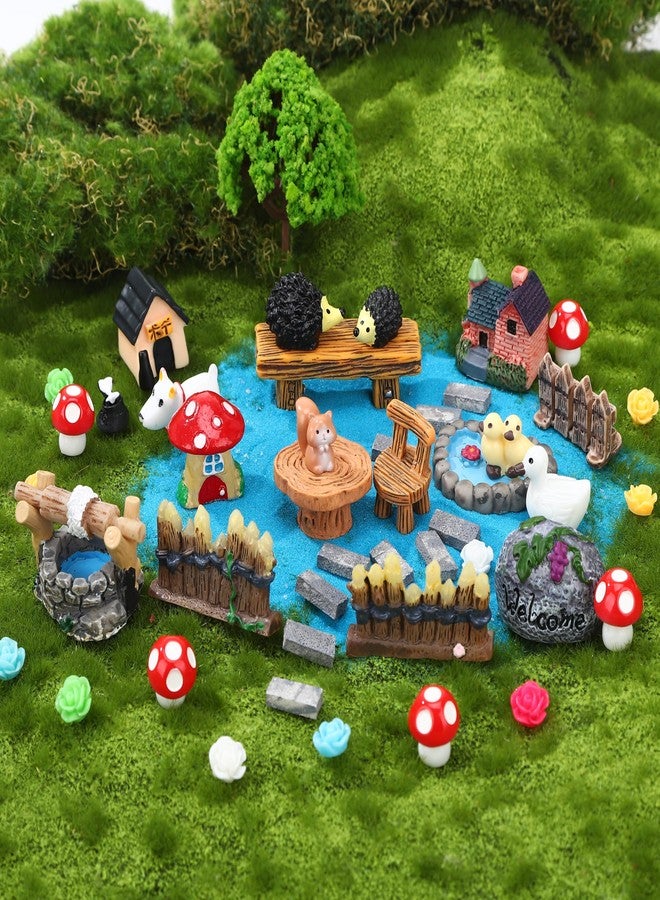GGSTDDUP 45 Pcs Fairy Garden Accessories Miniatures Garden Kit with Animals, Mushroom House & Trees Miniature Accessories for Terrarium, Dollhouse & Outdoor Decor - Image 1